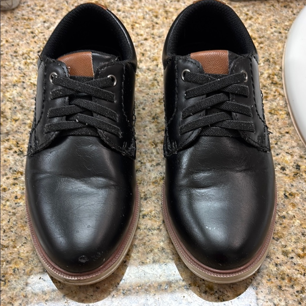 Little boys Mix No. 6 Black and Brown Dress Shoes with Platform Sole